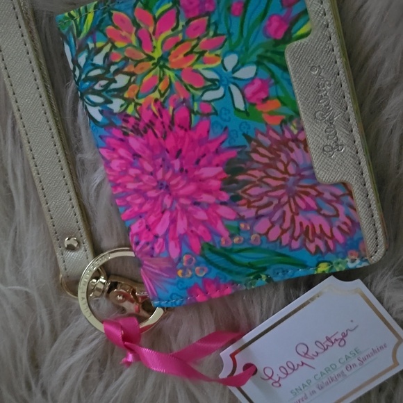 Lilly Pulitzer NWT Snap ID Card Case Walking On Sunshine - Picture 4 of 9